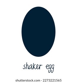 Hand drawn toy musical instruments for kids. Flat vector shaker egg silhouette illustration. Clipart isolated on white background