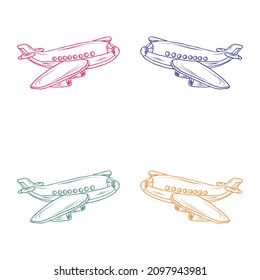 Hand Drawn Toy Plane Vector Illustration. Vector Illustration Of Kids Plane Isolated On A White Background
