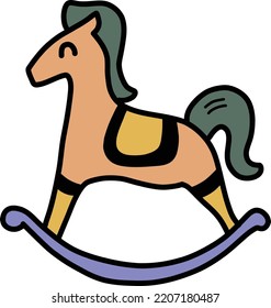 Hand Drawn toy rocking horse illustration isolated on background
