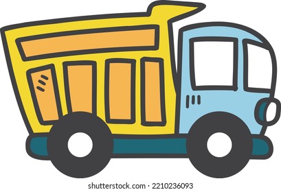 Hand Drawn toy truck for kids illustration isolated on background