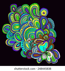 Hand drawn tracery. Lines pattern with many elements