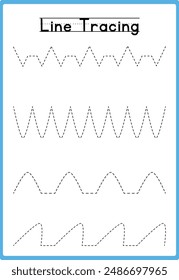 Hand drawn tracing line practice for kids 