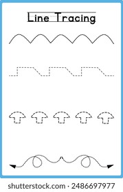 Hand drawn tracing line practice for kids 