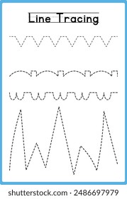 Hand drawn tracing line practice for kids 