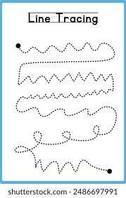 Hand drawn tracing line practice for kids 