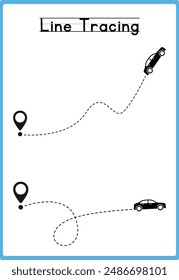 Hand drawn tracing line practice for kids 