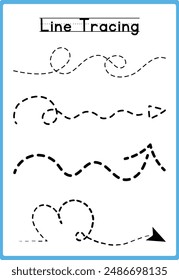 Hand drawn tracing line practice for kids 