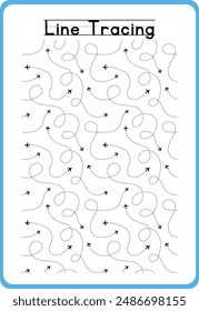 Hand drawn tracing line practice for kids 