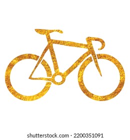 Hand Drawn Track Bike Icon In Gold Foil Texture Vector Illustration