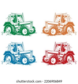 Hand Drawn Tractor Vector Illustration
