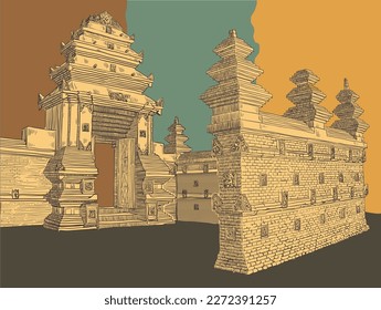 hand drawn traditional culture in java vector illustration