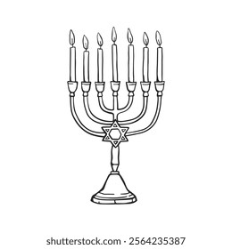 Hand drawn traditional Jewish menorah