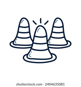 Hand drawn traffic cone doodle line illustration. traffic cone doodle icon vector.