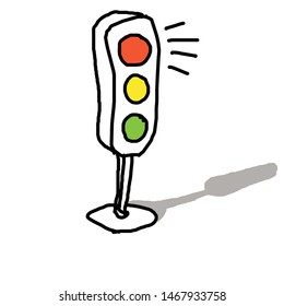 hand drawn traffic light illustration vector isolated with white background