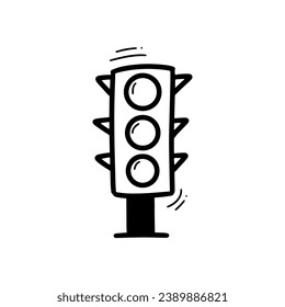 Hand Drawn Traffic Light Illustration. Doodle Vector. Isolated on White Background - EPS 10 Vector