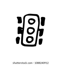 Hand drawn traffic lights doodle icon. Hand drawn black sketch. Sign symbol. Decoration element. White background. Isolated. Flat design. Vector cartoon illustration.