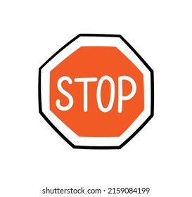 Hand drawn traffic stop sign. Doodle stop road signal. Vector illustration isolated on white background.