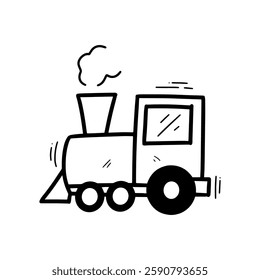 Hand Drawn Train Illustration. Doodle Vector. Isolated on White Background - EPS 10 Vector