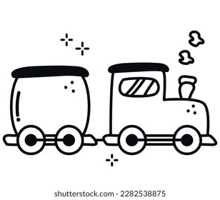 hand drawn train illustration over white