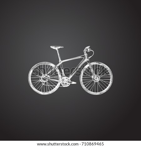Hand Drawn Training Vehicle Sketch Symbol. Vector Hybrid Velocipede Element In Trendy Style.
