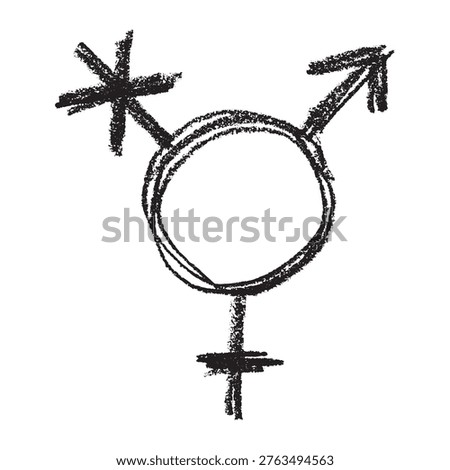 Hand drawn transgender gender identity sign Symbol used to represent sex and gender