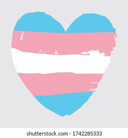 Hand drawn transgender lgbt heart on gray background. Gay rights concept. Vector hand drawn homosexuality emblem. Banner, poster, sticker, placard, invitation card typographic design. St valentine's 