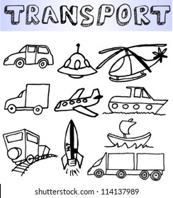 hand drawn transportation icons