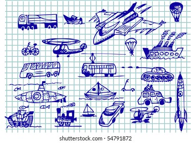 hand drawn transportation icons