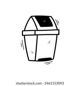 Hand Drawn Trash Bin. Doodle Vector. Isolated on White Background - EPS 10 Vector