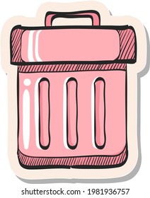Handgezeichnete Mülleimer-Symbol auf Aufkleber, Vektorgrafik