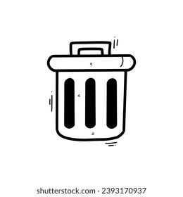 Hand Drawn Trash bin Illustration. Doodle Vector. Isolated on White Background - EPS 10 Vector