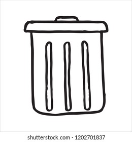 Hand drawn trash can doodle icon. Vector illustration