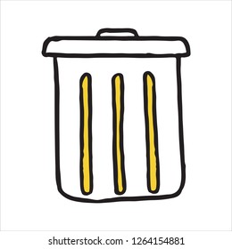 Hand drawn trash can doodle icon. Vector illustration