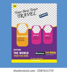 Hand drawn travel agency poster template