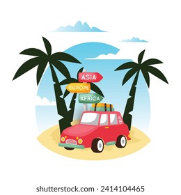 Hand drawn travel background. Travel illustration design