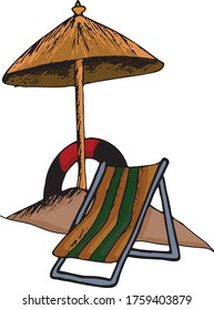 Hand drawn travel doodle. Vector illustration. Tourism and summer sketch with travelling elements