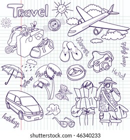 Hand drawn travel doodles
