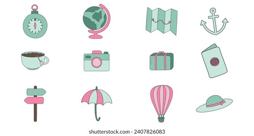 Hand drawn travel element vector