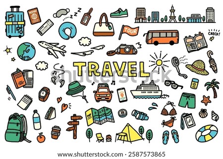 Hand drawn travel icon set