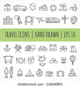 Hand drawn travel icons made in vector