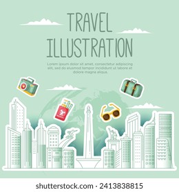 Hand drawn travel illustration design. Vector design