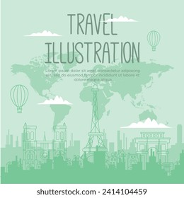 Hand drawn travel illustration design. Vector design