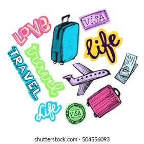  Hand drawn travel illustration. Vector illustration.