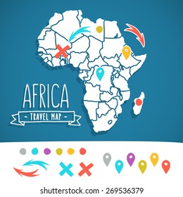 Hand drawn travel map illustration. Perfect for blog and print