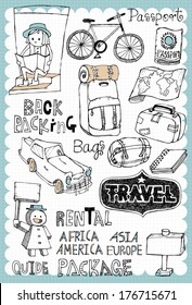 Hand drawn travel set