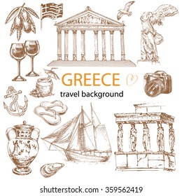 "hand drawn travel set collection Greece" for design