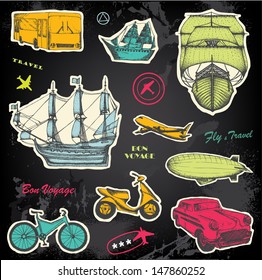 Hand drawn travel stickers 