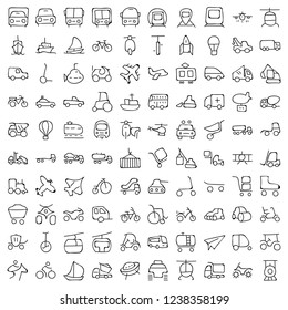 Hand drawn travel and transportation objects or icons, 