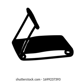 Hand drawn treadmill doodle. Sketch sports equipment and simulators, icon. Decoration element. Isolated on white background. Vector illustration.