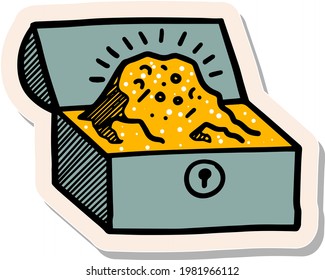 Hand drawn treasure chest icons in sticker style vector illustration